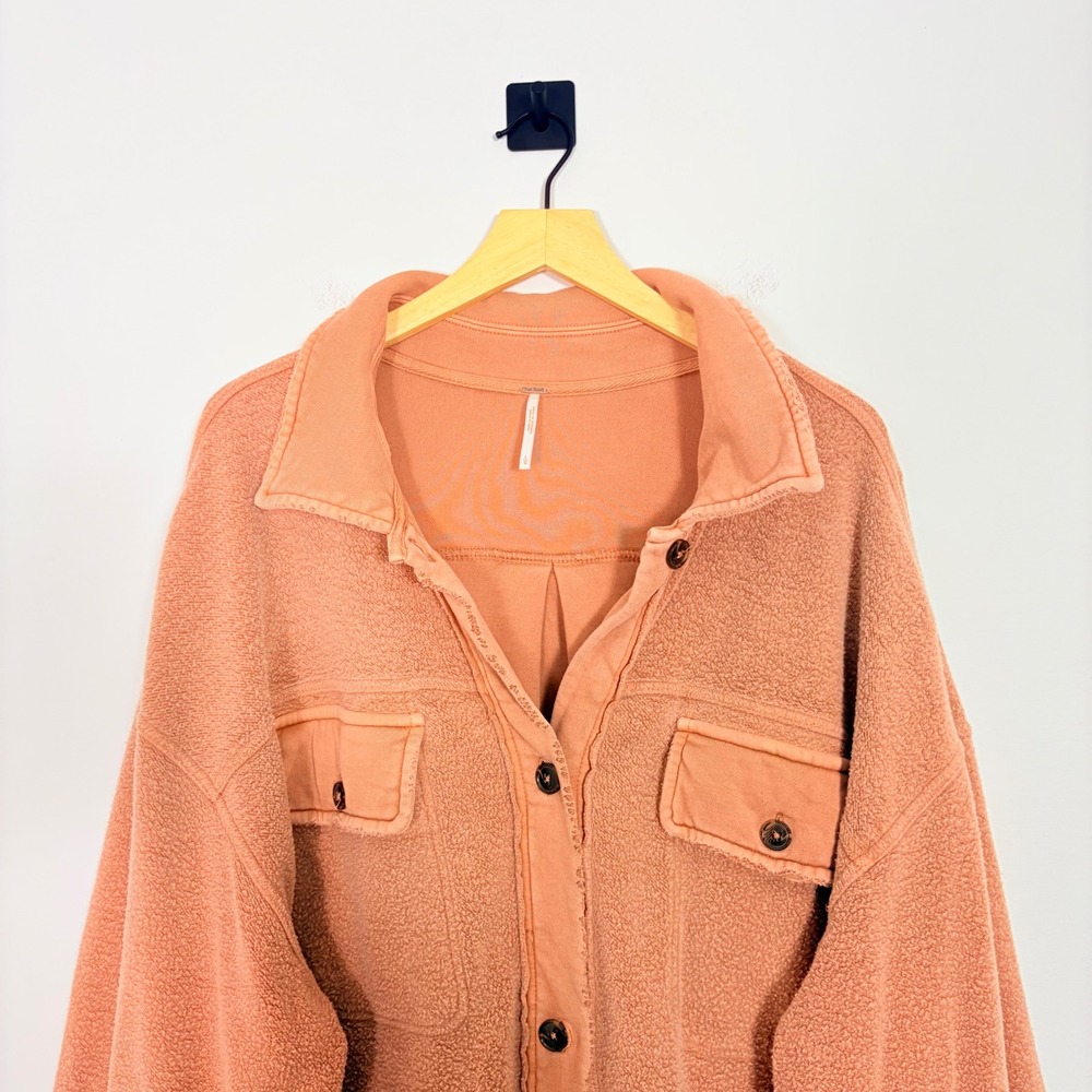 Free People We The Free Ruby Fleece Shirt Jacket Pink Terracotta Shacket L - Picture 3 of 10